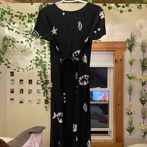 Black and white patterned long dress